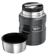 Thermos King Food Flask 470 ml  med Ske - Gun Metal