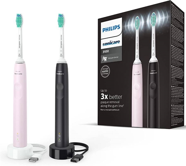 Philips Sonicare 3100 DUO PAKKE | Sort + Pink